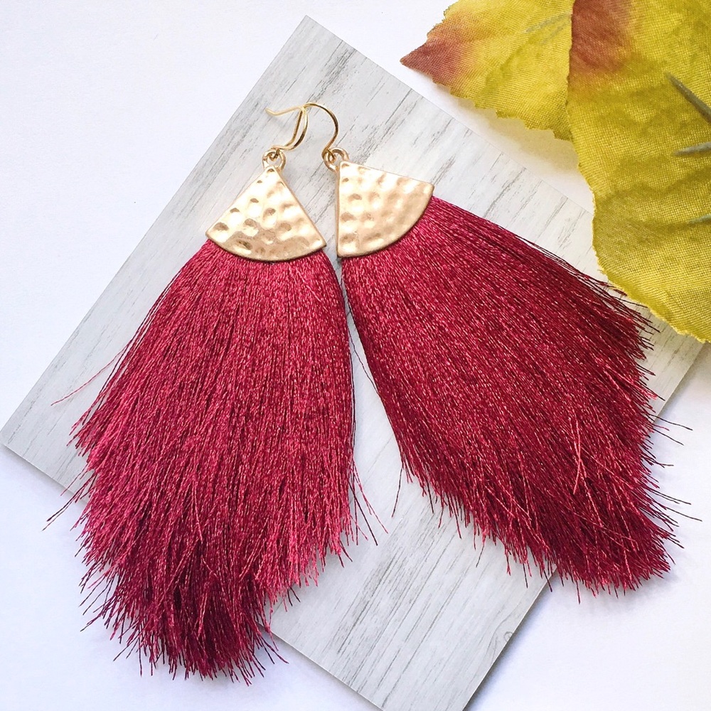Long Fan Tassel Earrings